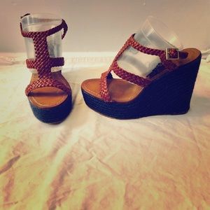 Kate Spade NY Lila Wedge Luggage Calf Leather 7.5